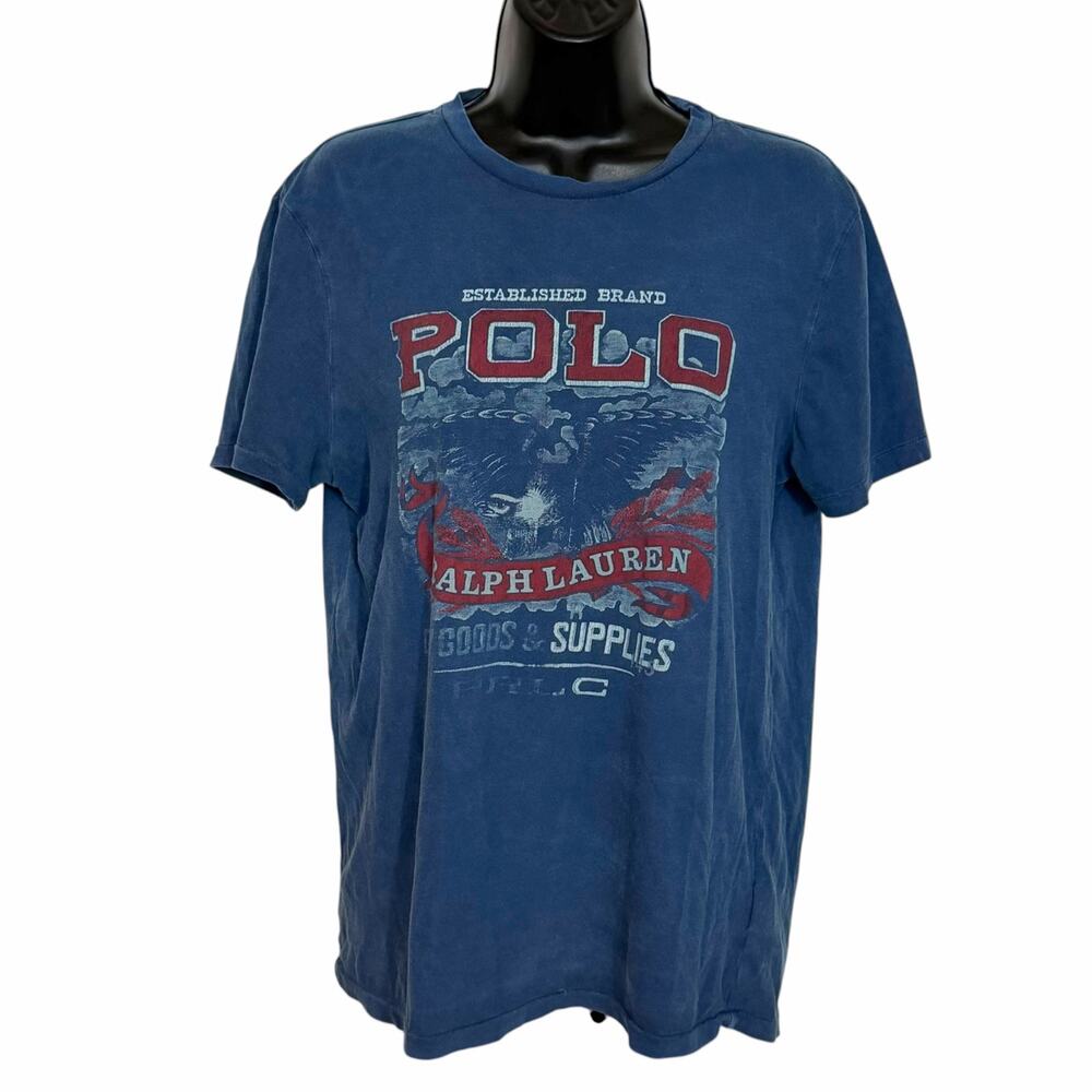 Polo Ralph Lauren Eagle Graphic T Shirt Womens L Blue Classic Fit Denim Goods